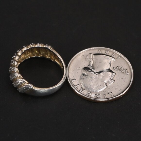 Auth Ross-Simons REAL Diamond Cluster Ring Sterling Silver Gold Vermeil DOME 6 - Picture 5 of 6